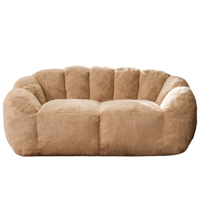 Velvet Fabric Loveseat Bean Bag Chair Foam Filled