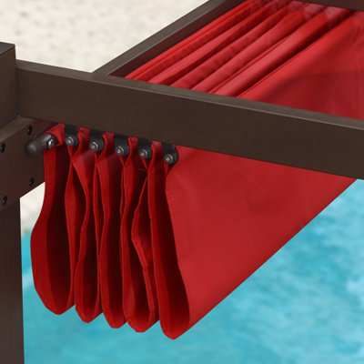 PURPLE LEAF Pergola Shade Cover for 10' X 12' Deck Porch Outside Outdoor Retractable Durable Fabric Canopy Replacement Top Only,Red