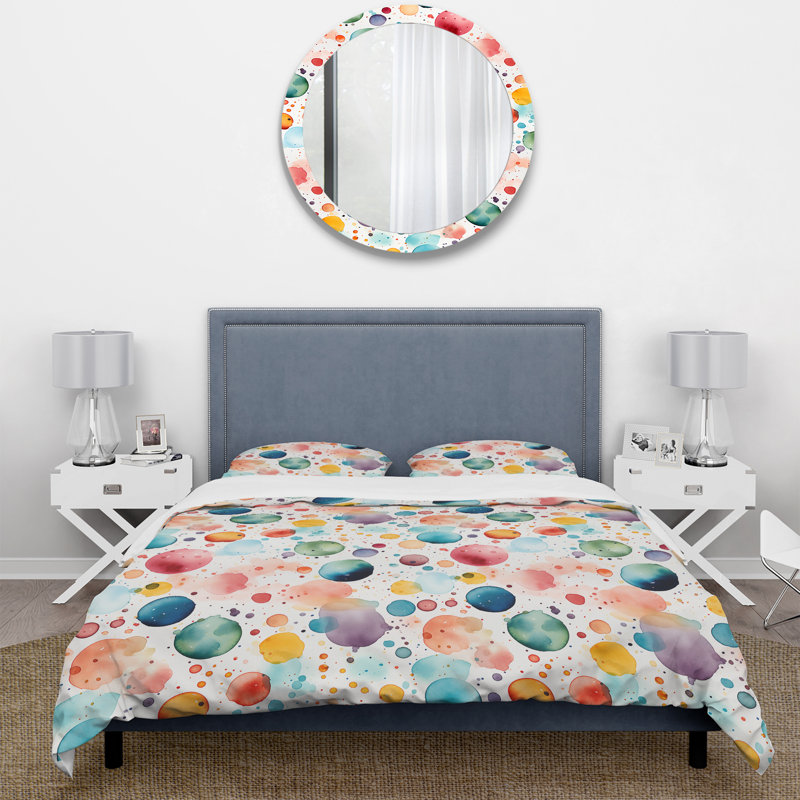 Ensemble de housse de couette Watercolor Delight, Housse de couette pour très grand lit et 2 très