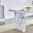 Dining Table Set, Marble Dining Table Set For 4, 63" White Marble Pattern MDF Tabletop And Legs, 4 PU Leather Kitchen Chairs With Chrome Plated Metal Legs For Kitchen.-354635912-354635906