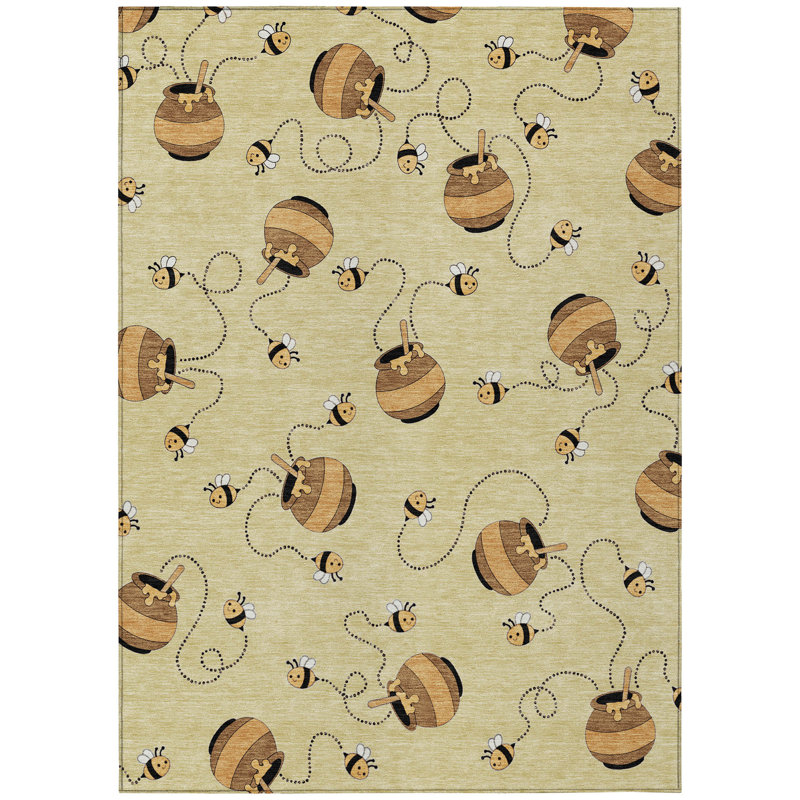 Machine Washable Indoor/Outdoor Chantille ACN2650 Kids Rug, Wheat, 8' x 10'