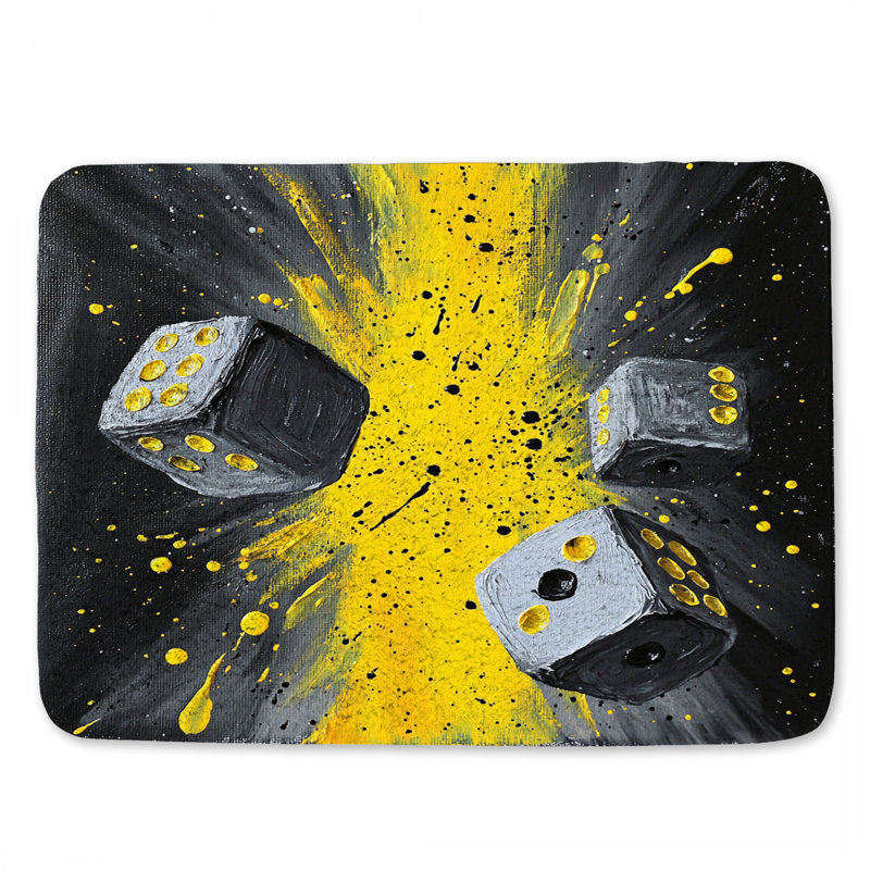Dice Explosion Bath Mat Games Bathroom Decor Steampunk, 34" L x 21" W