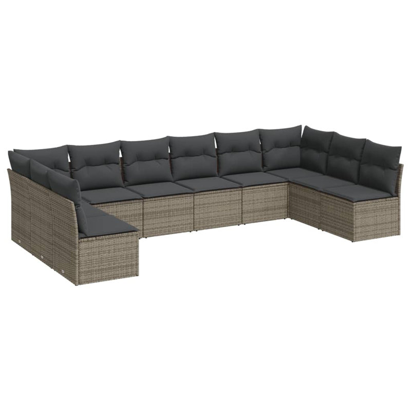 Ensemble de canapé de jardin Vidaxl, Coussin gris foncé / structure grise