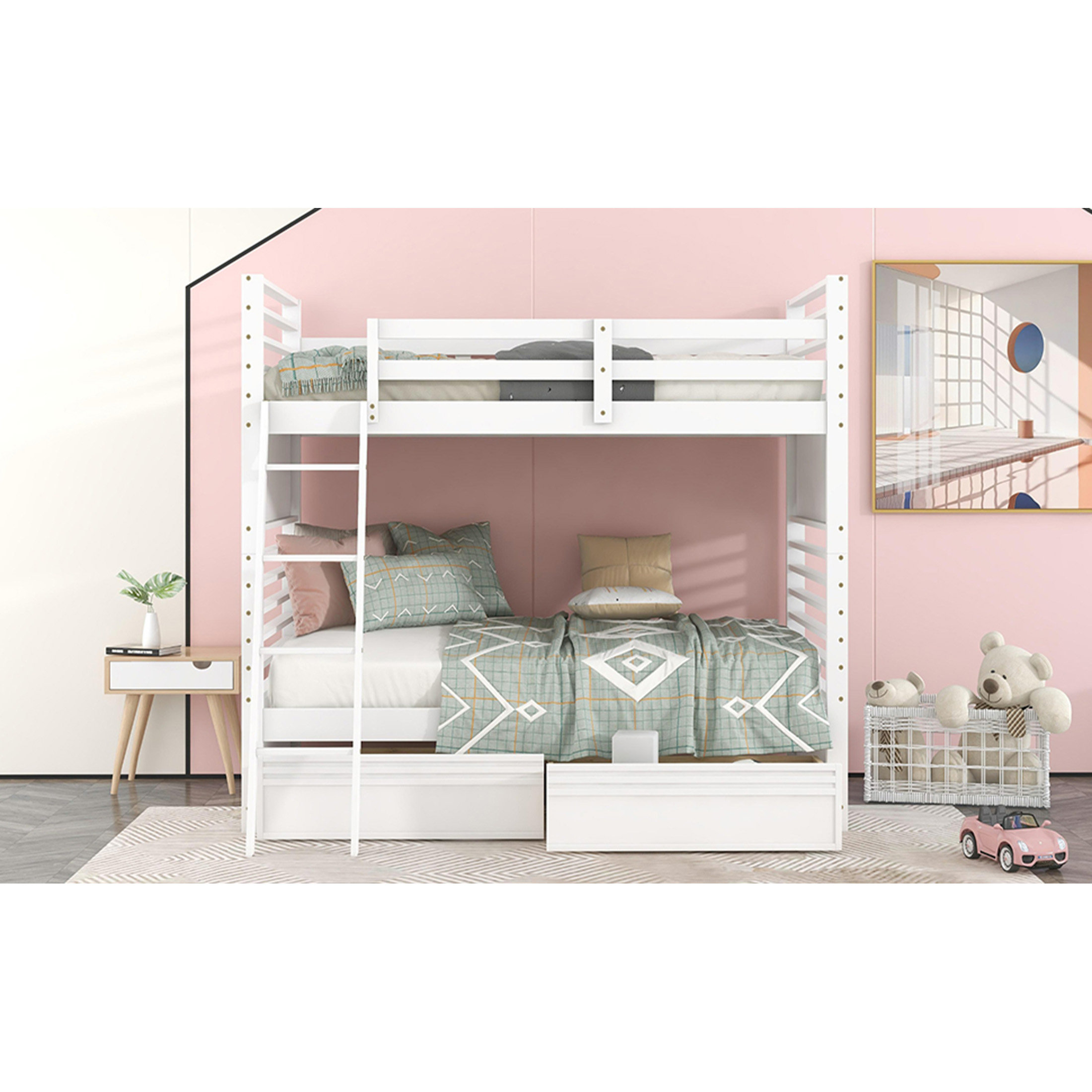 Latitude Run® Twin over Twin Wood Bunk Bed with Two Drawers - Wayfair ...