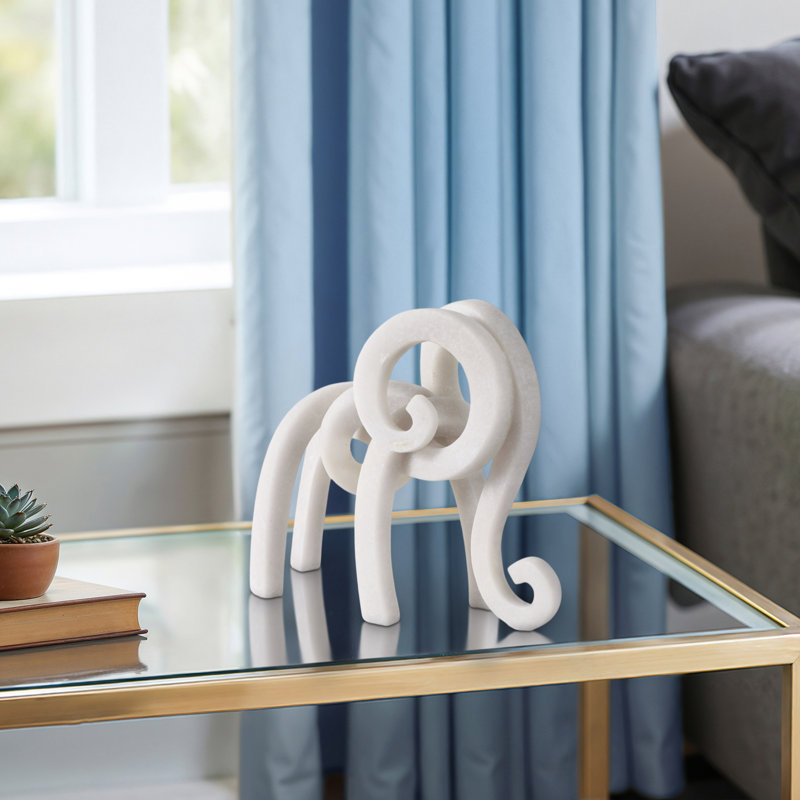 Figurine éléphant en résine - objets décoratifs, décor de cuisine et statue décorative pour le salon, le vestibule ou le bureau - sculpture animalière faite à la main, 12,75 po, blanc