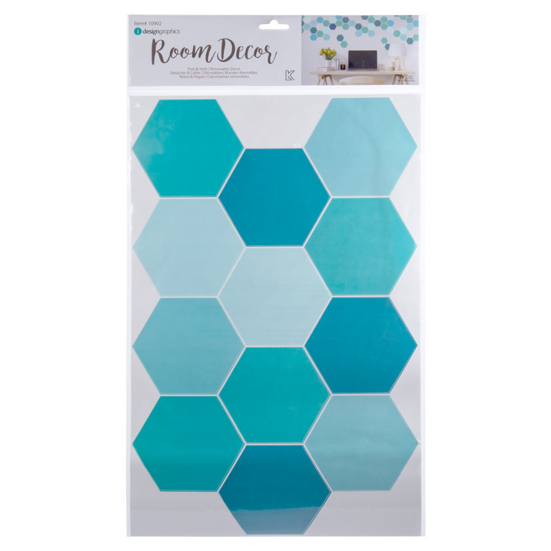Adhésifs décoratifs hexagonaux, Bleu