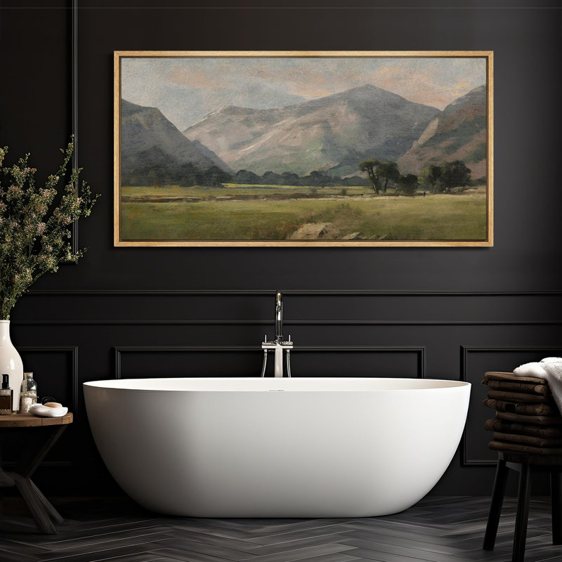 «Pastoral Beauty Classic Mountainous Landscape Antique Retro Colorful Colorful Large Wall Decor», reproduction encadrée