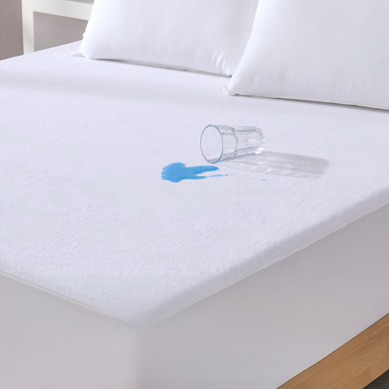 Protège-matelas imperméable, en coton éponge de qualité supérieure, doux et silencieux, lavable à la machine, pour matelas jusqu'à 45 cm de profondeur, format extra long (1 place).
