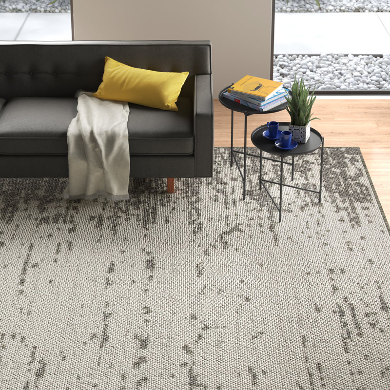 Aarre Abstract Ivory/Gray Indoor/ Outdoor Area Rug, Rectangle 11'6" x 15'