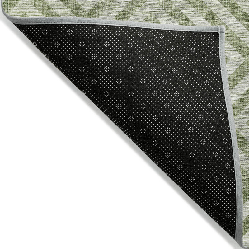 Tapis intérieur / extérieur géométrique lavable 5 pi x 8 pi vert et beige