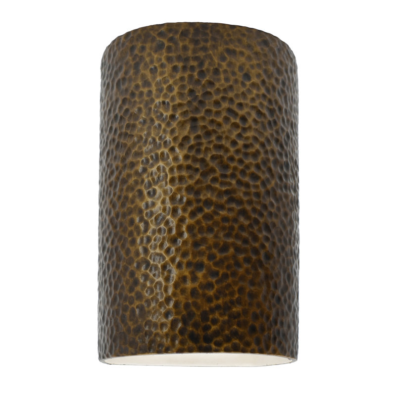 Applique murale 1 lumière Pacursa, H 9,5 po x l 5,75 po x P 4,5 po, Laiton martelé, Incandescente (non incluse)