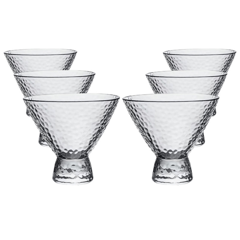 Clear Hammered Cocktail Martini Glasses 8.5oz