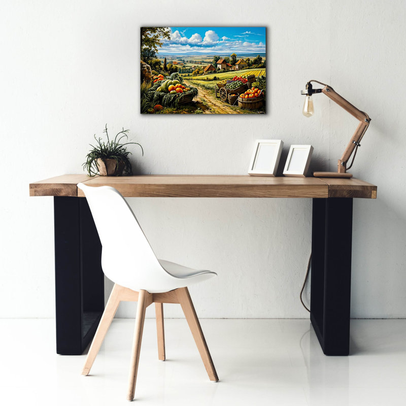 «Campagne avec fruits et légumes» par Momart, art mural sur toile, 40 po x 26 po, H 18 po x l 26 po x P 0,75 po
