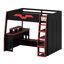 Loft Bed with Desk, Multi-Storage Shelves, RGB Lighting, and Adjustable Table Placement-1922463006