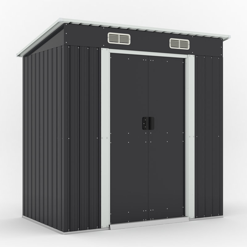 6' x 4' Dark Gray Galvanized Steel Outdoor Storage Shed
