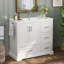 Meuble-lavabo 42 po avec lavabo en céramique, armoire autoportante à 4 tiroirs, portes à fermeture douce et porte-serviettes réversible-1031493340