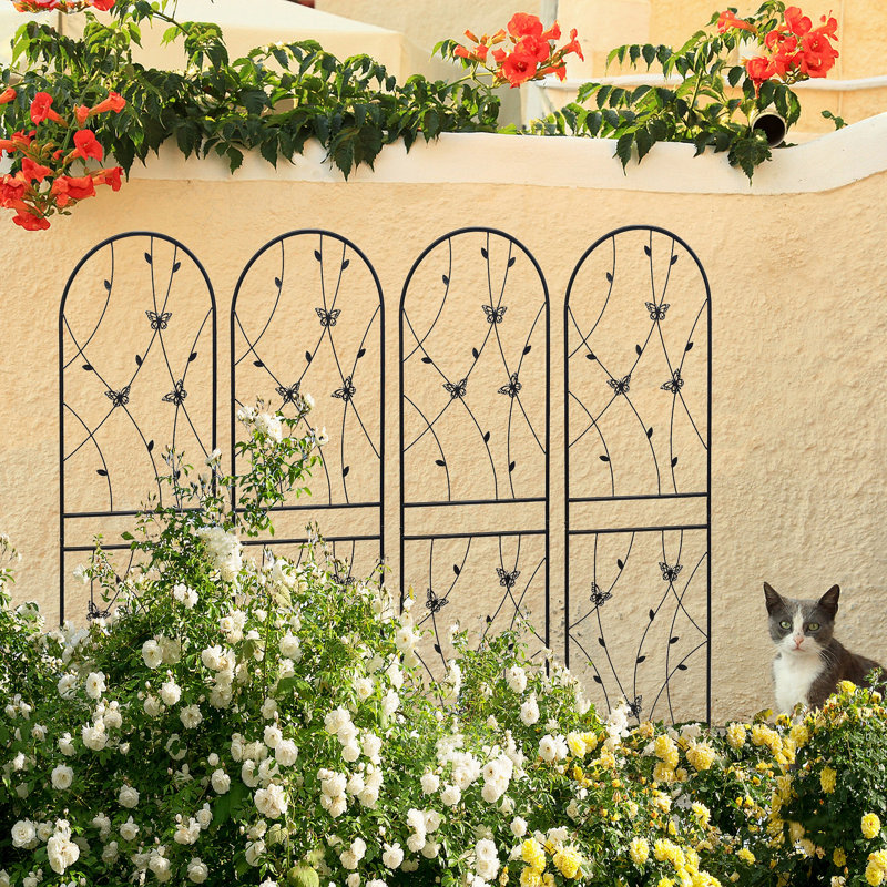 Ensemble de 4 treillis de jardin en métal 71 po x 19,7 po antirouille pour plantes d'escalade