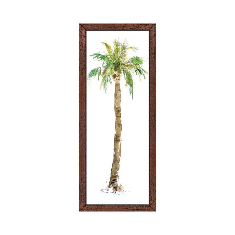 Washed Palm I by Carol Robinson - Floater Frame Panoramic Painting on Canvas, Brown, 182.88 cm H x 60.96 cm W