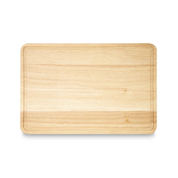 KitchenAid Classic Rubberwood Cutting Board with Perimeter Trench,  Reversible Chopping Board, 8-inch x 10-Inch, Natural