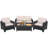 Glass Table Top and Wicker 4 - Person Patio Conversation Set with Cushions-160765621-160765619