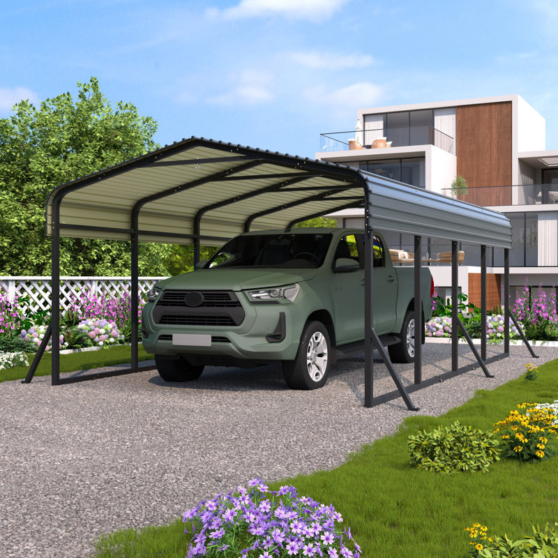 12x20FT Heavy Duty Metal Carport – All-Weather Steel Frame Car Canopy with Waterproof Roof, Outdoor Shelter for Car, Boat, Patio, Garage Extension – UV Resistant, Rustproof, Easy Assembly