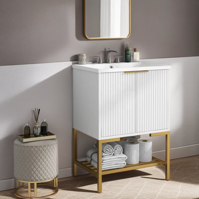 Ensemble de meuble-lavabo simple 24 po avec plateau en céramique Imiyah
