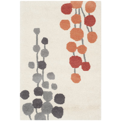 Tapis beige / orange en laine touffeté à la main Chubbuck