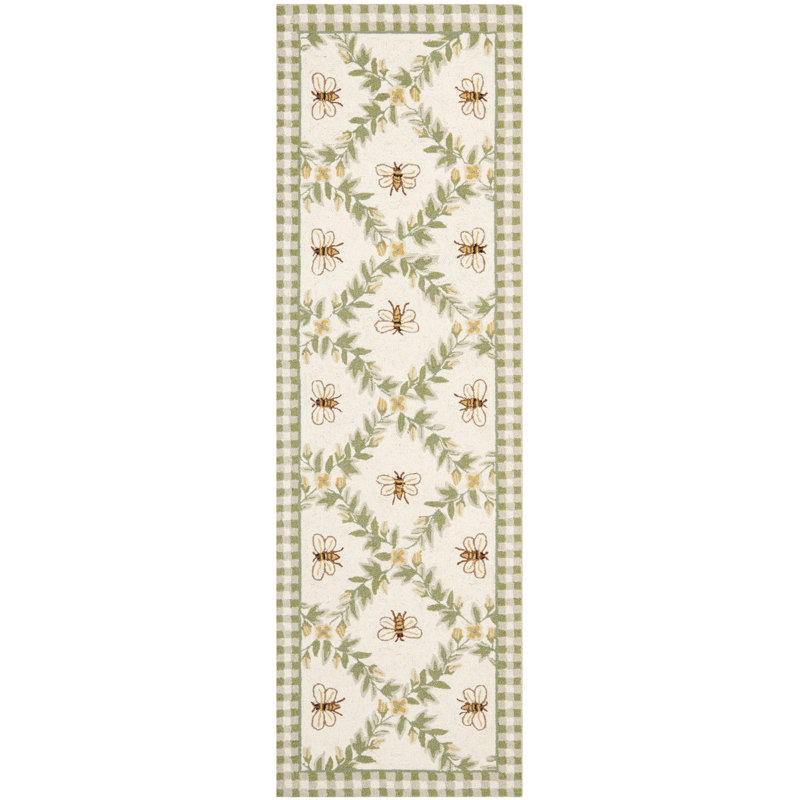 Elara Floral Handmade Wool Area Rug, Runner 2'6" x 10'