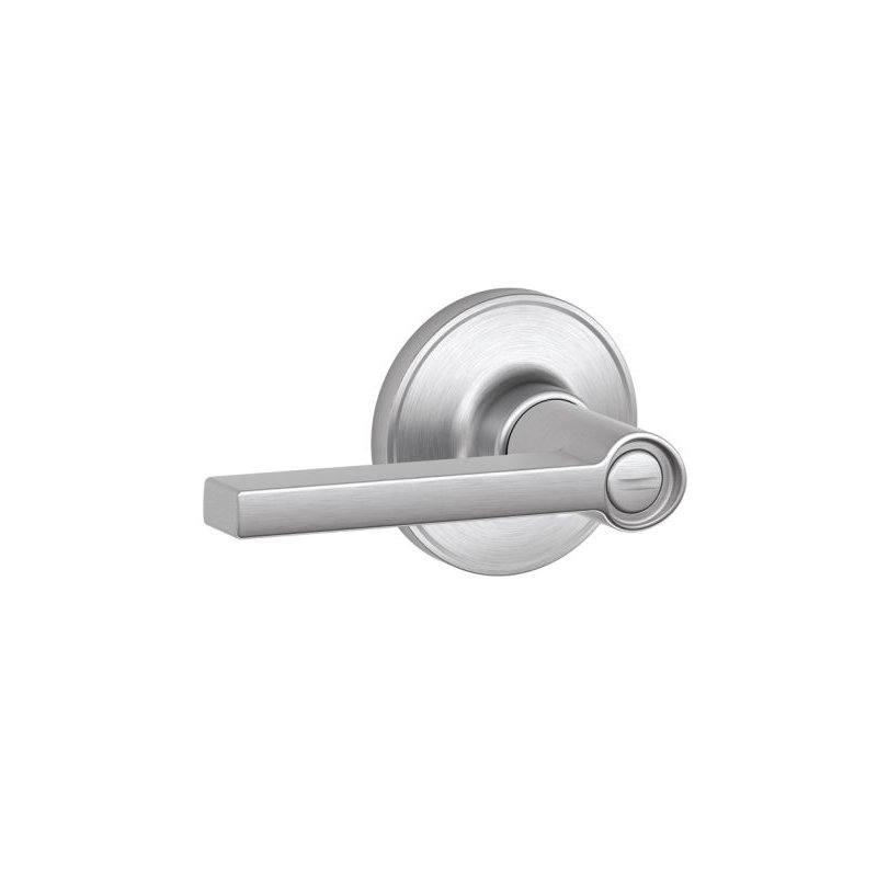 Solstice Privacy Door Lever with Rosette, Satin Chrome