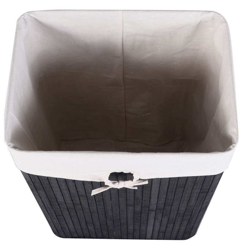 Bamboo Laundry Hamper with Handles, Black