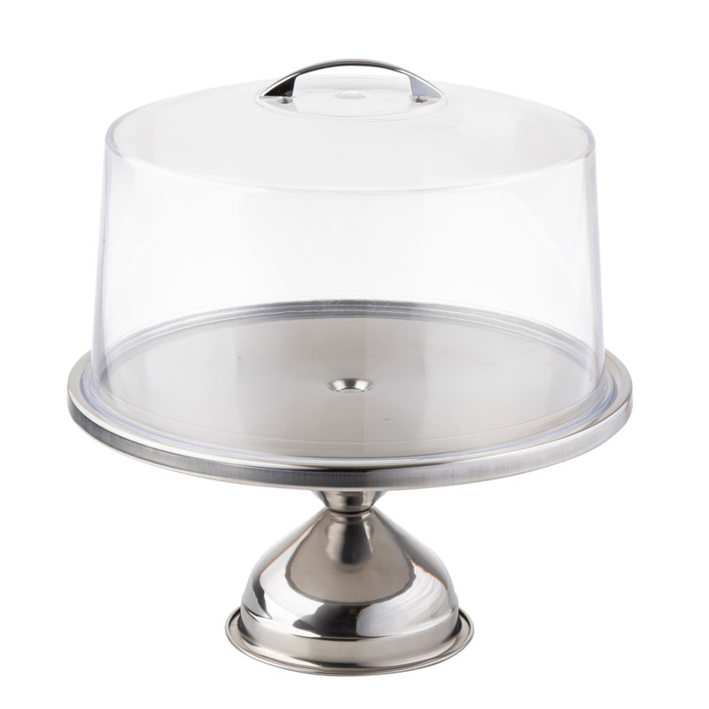 TableCraft 13" Stainless Steel Cake Stand with Dome Cover