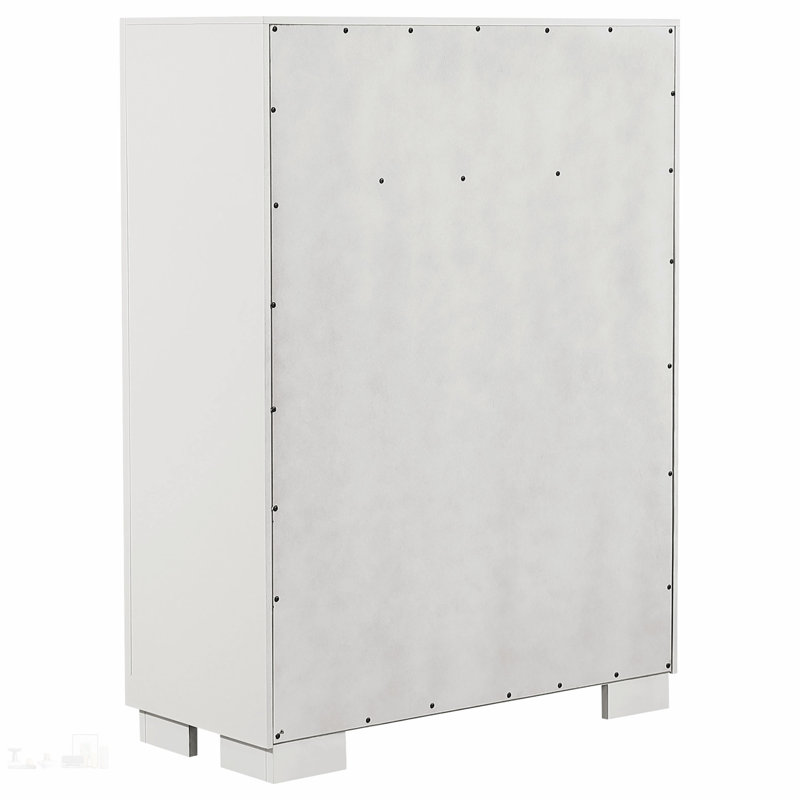 Ensemble de chambre avec grand lit 5 pièces Snow White au design minimaliste moderne et tiroirs doublés de feutre pour un rangement délicat