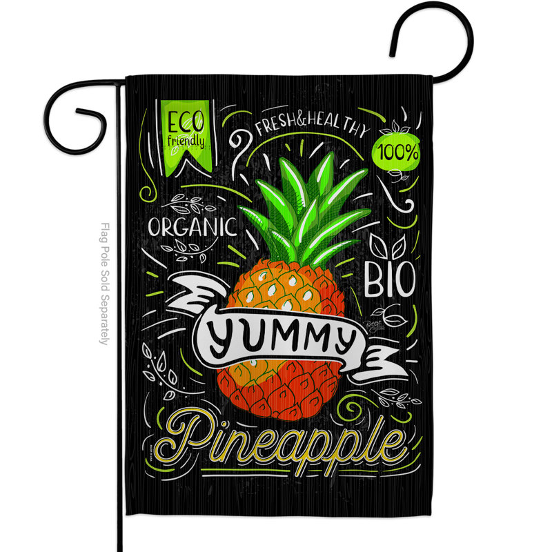 Coussin décoratif en polyester à 2 faces de 19 po x 13 po « pineapple yummy impressions » drapeau de jardin