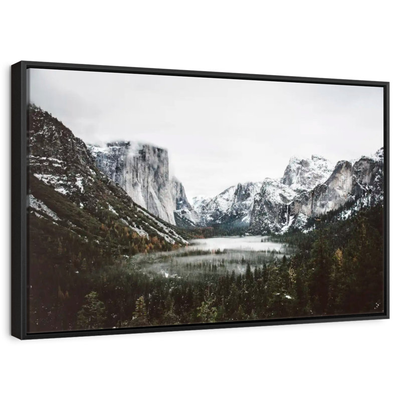 Yosemite Winter Magic, Cadre flottant noir, 37 po x 25 po
