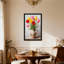Plantes et fleurs tulipes dans un pot en céramique avec motif de coq-690638625-690638624-690638629