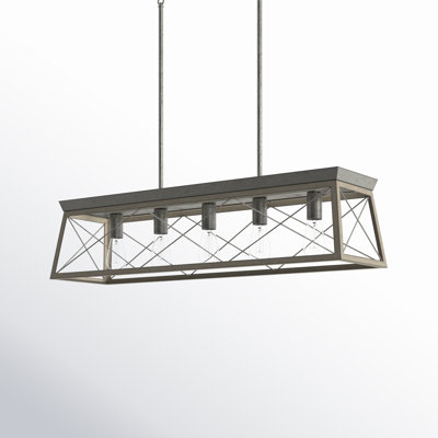 Lustre rectangulaire pour îlot de cuisine 5 lumières Oisin