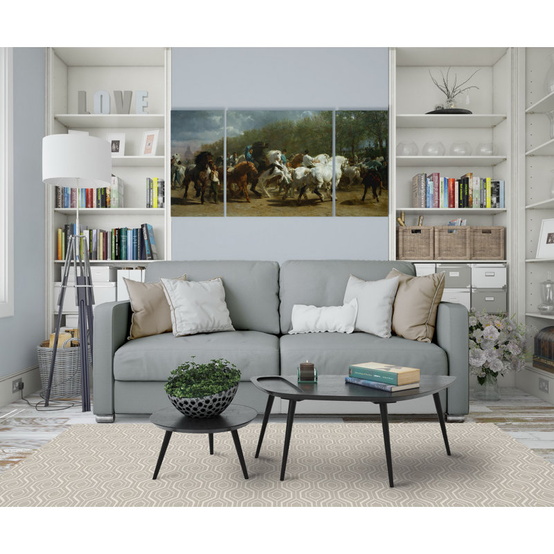 « the cheval fair », reproduction d’image multi-pièces sur toile, H 24 po x l 48 po x P 1,5 po