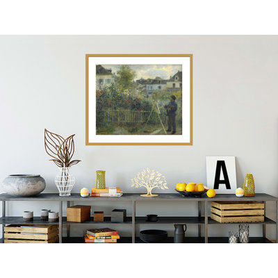 «Monet, peinture dans son jardin à Argenteuil» par Pierre-Auguste Renoir, impression giclée encadrée