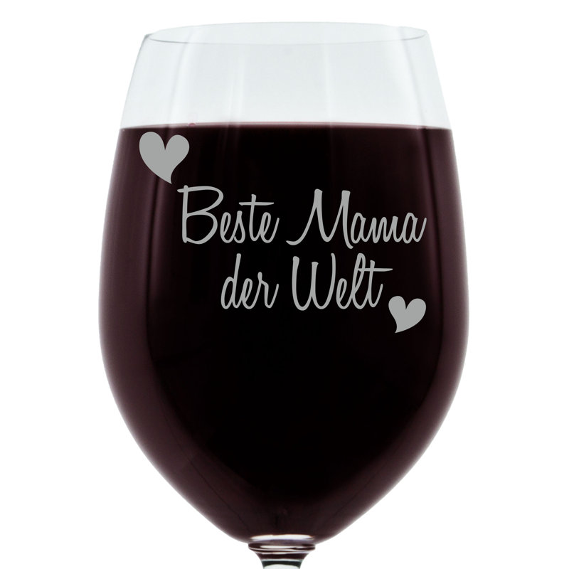 Best Mama in the World Thin Engraved Wine Glass