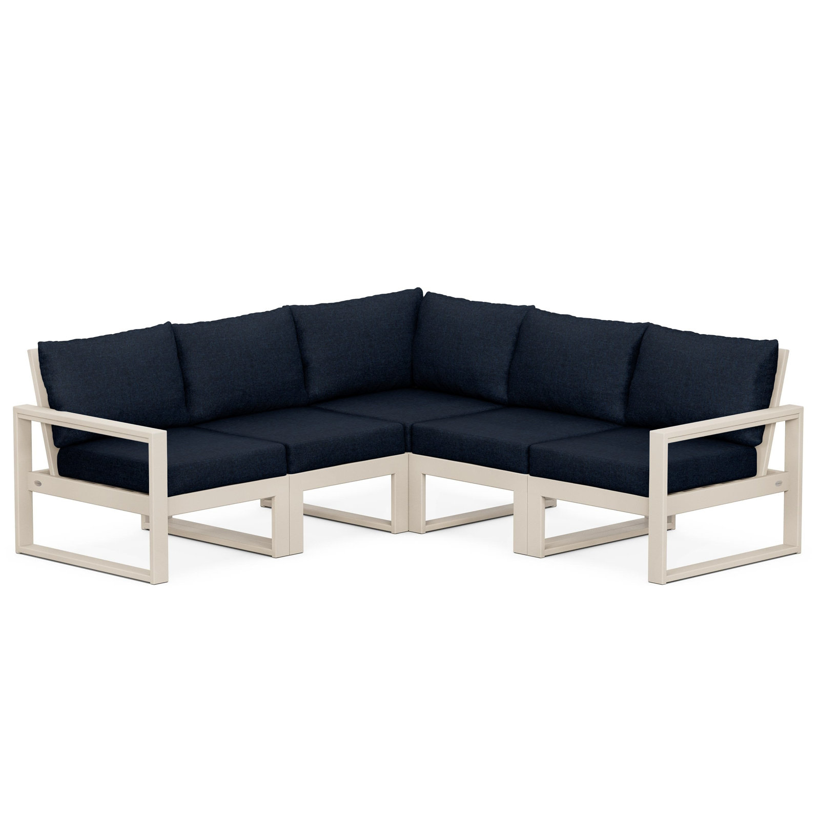 POLYWOOD® Edge 85" Patio Sectional, Sand, Marine Indigo
