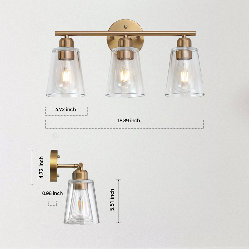 Wall Sconce, Round Tube, Antique Brass, 3 Lights