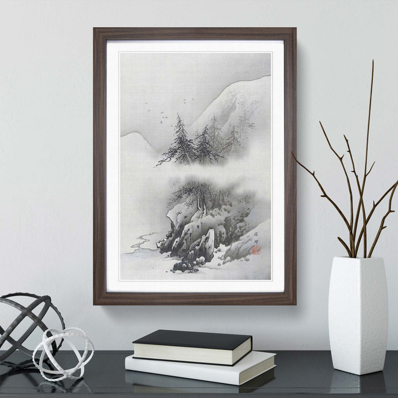 Snow Landscape by Hashimoto Gaho - Picture Frame Painting Print, 36cm H x 27cm W x 2cm D, Walnut Framed