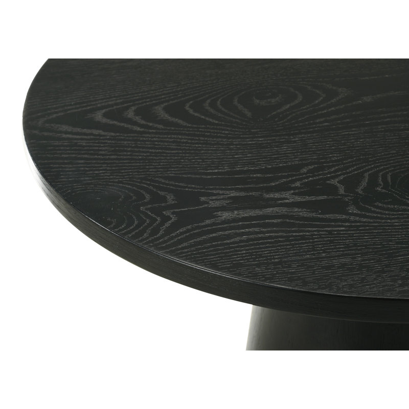 Table de bout ronde noire ébène 22 po avec texture grain de bois intrigante nuance naturelle