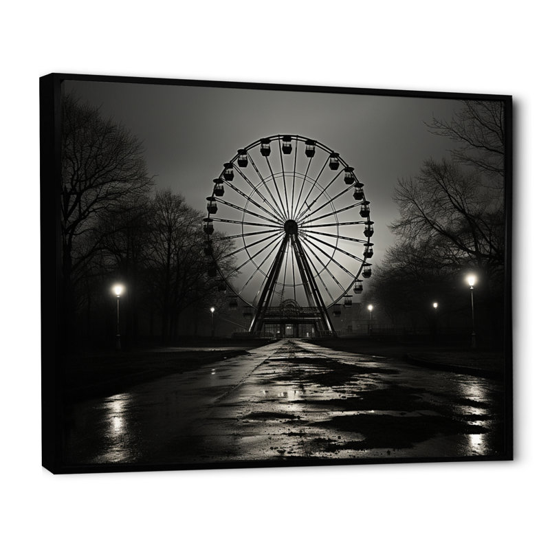 Grande roue grise enchantée - impression, Cadre flottant noir, H 30 po x l 40 po