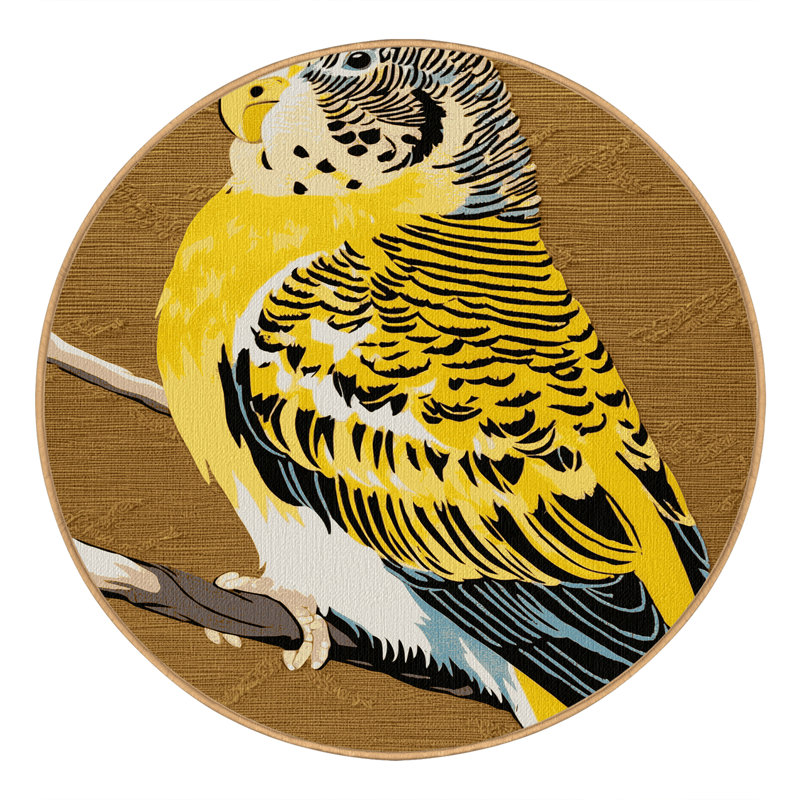  Tapis lavable jaune à chevron perruche, Rond 8 pi