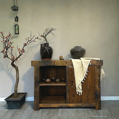 Wabi-Sabi Style Solid Wood Entryway Cabinet