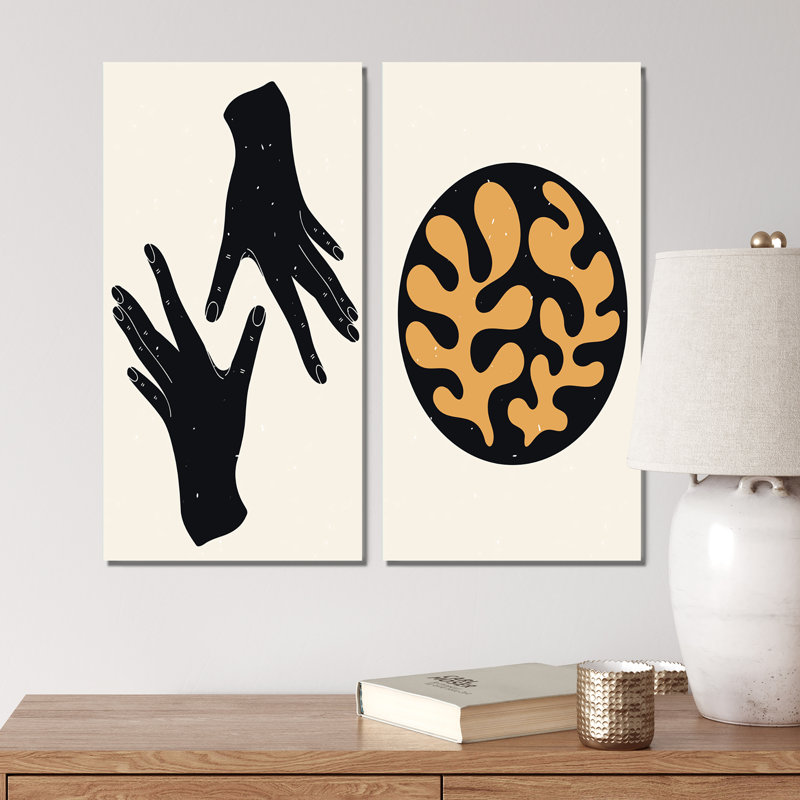 «Minimalistic Retro Color Primitive Shapes III», ensemble de 2 impressions, Toile tendue, H 20 po x l 24 po x P 1 po