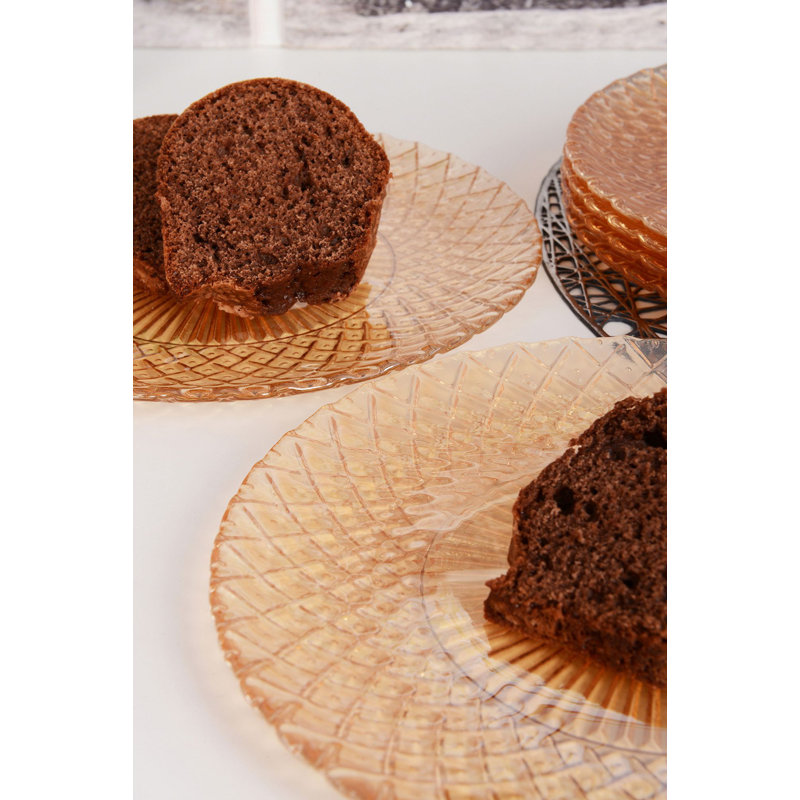 Ensemble d'assiettes à dessert élégantes en verre ambré (6 pièces), 8,3 po x 1,0 po | Verre 100% durable, parfait pour servir les desserts, les fruits et les hors-d'œuvre | Ajout élégant à toute table, lavage à la main recommandé