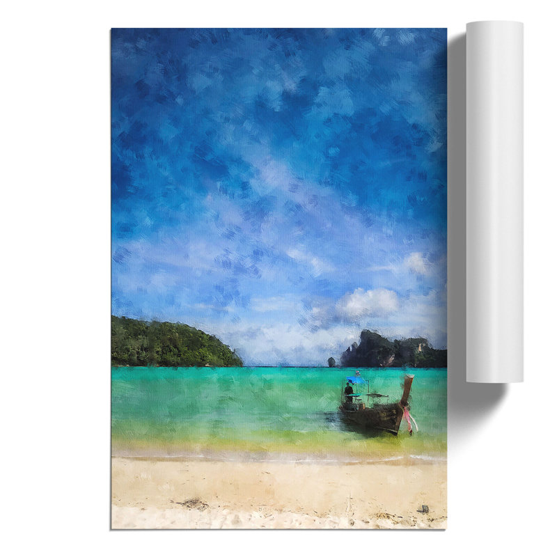 Longtail Boat in Thailand Painting - Frameless Print, 30cm H x 21cm W x 0.1cm D
