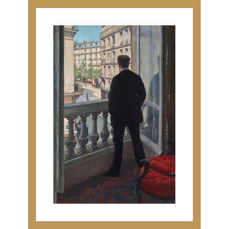 «Young Man at His Window» par Gustave Caillebotte - Reproduction giclée encadrée, H 29,5 po x l 22,23 po